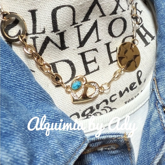 Alquimia Gold and Turquoise Necklace - Picture 2 of 3